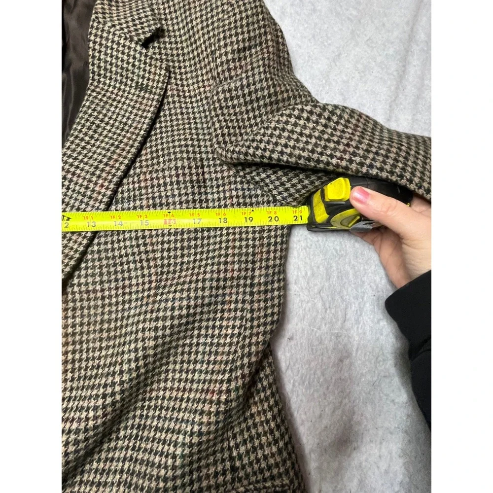 Vintage Burberrys Prorsum Mens Wool Houndstooth Blazer Jacket Brown 1987 42R‎